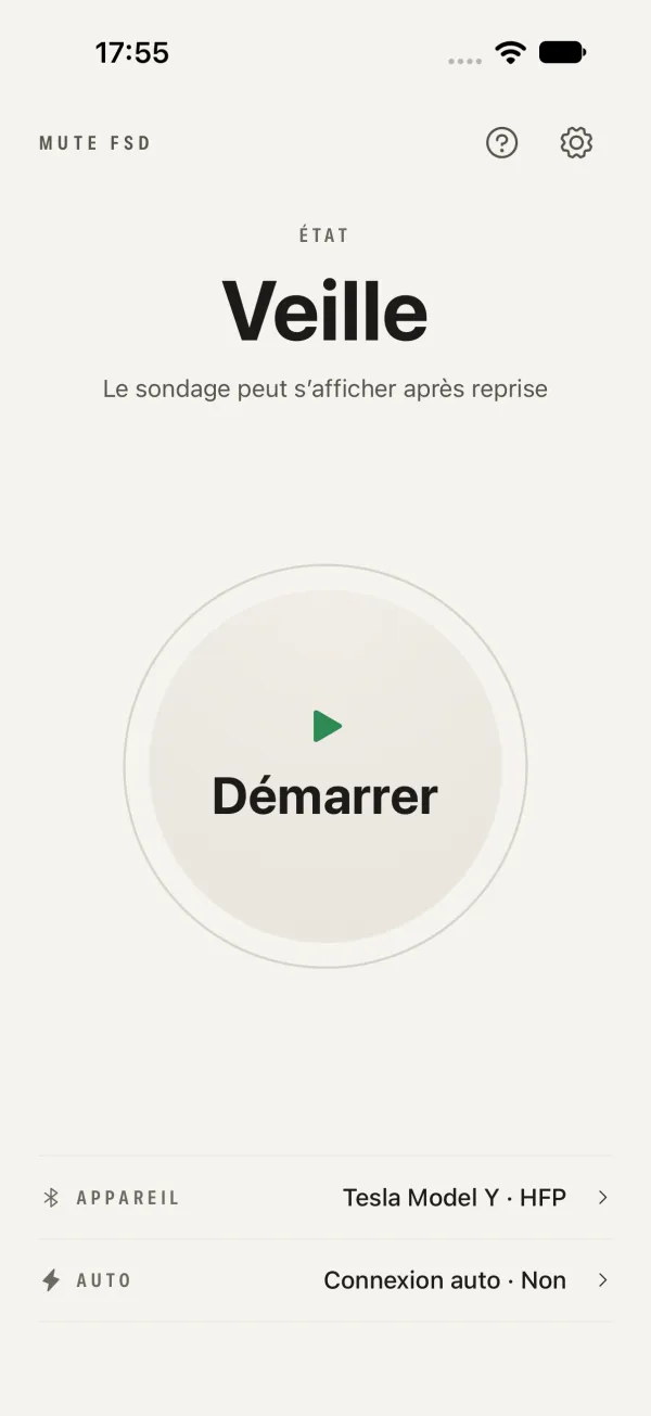 Accueil en veille et commande Démarrer